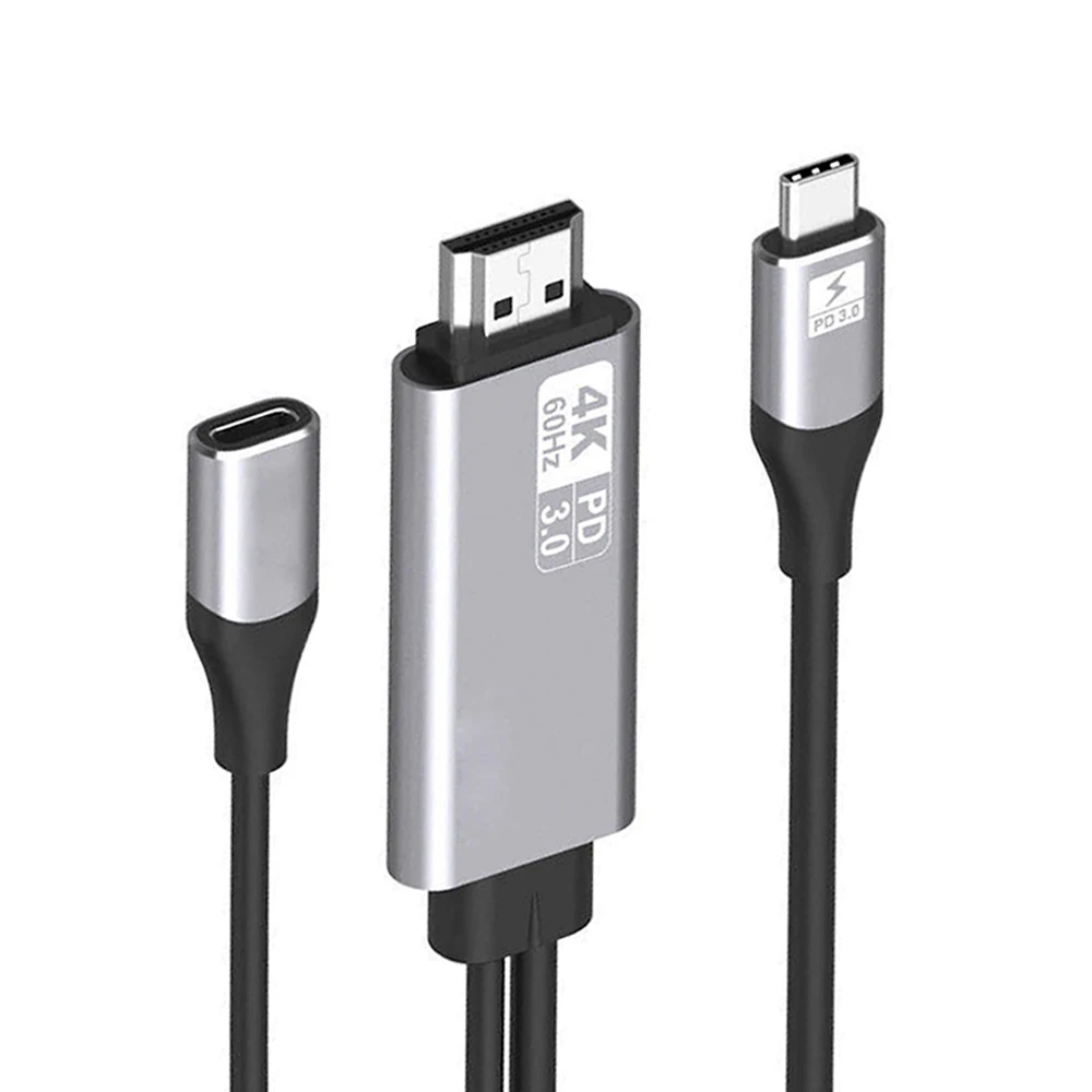 

60Hz HDMI 4K USB Type C Male to PD3.0 Female Power Cable Cord Adapter for Laptop