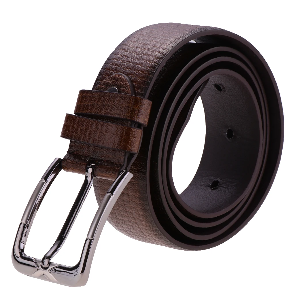 Pin Buckle Belts Trouser Size Brown Black Coffee Jeans Mens PU Leather Belt