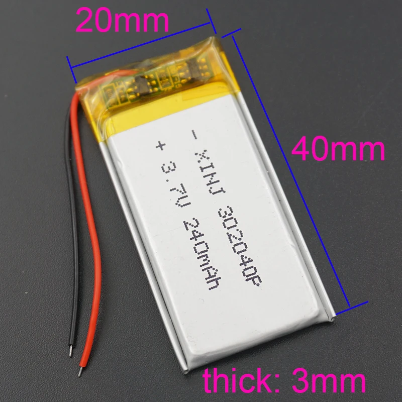 Mah 302040 Bateria Recarregável li Lipo do Polímero para Gps Fones de Ouvido Bluetooth Alto-falante Óculos Câmera do Carro Dvr Dvc 10 Peças 3.7v 240 - Image 4