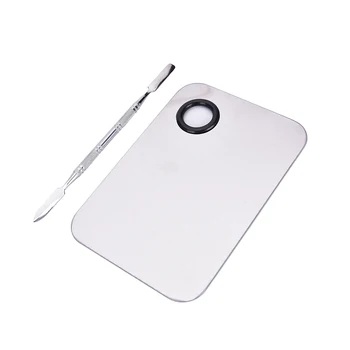 

Stainless Makeup Mixer Nail Art Polish Mixing Plate Foundation Eyeshadow Eye Shadow Mixing Palette with Spatula Rod Tool 15*10cm