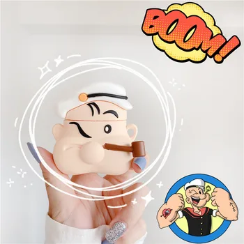 

3D Cute Cartoon Popeye Sailor Silicone Protection Headphone Cases For Apple Airpods 1 2 Pro Shockproof Earphone Cover Case Funda