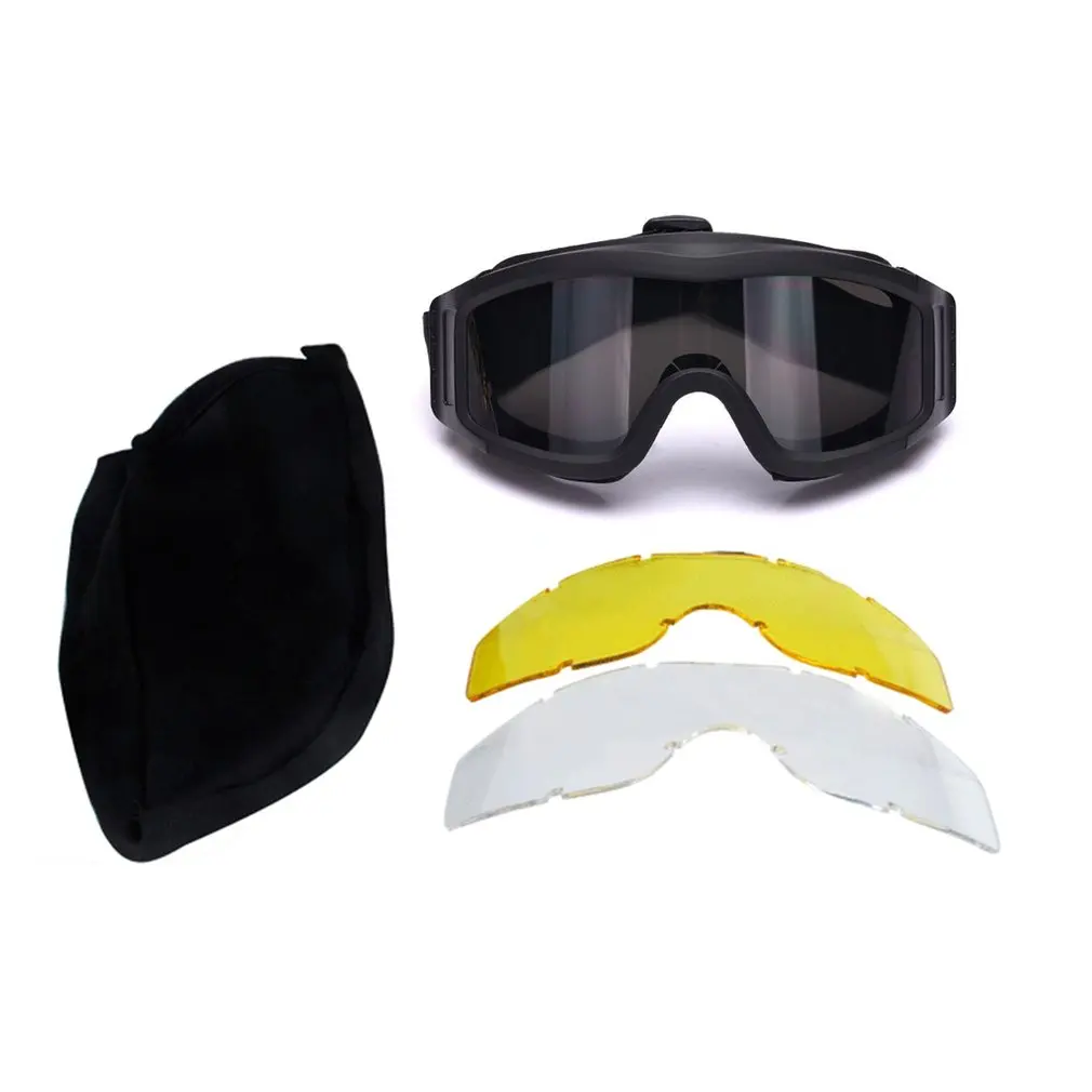 

Tactical Camping Cycling Protective S67 Goggles Glassess Eyewear Eye Protective Dustproof with 3 Lens for CS Game Airsoft Safety