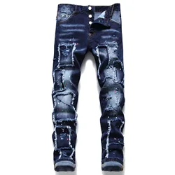 Pantalones vaqueros elásticos para hombre, Jeans ajustados, de marca italiana, DSQ1085