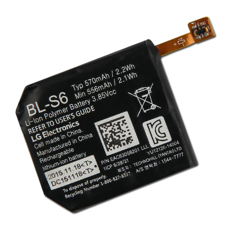 Original Replacement Battery BL-S6 For LG Watch Urbane 2nd Edition LTE W200 W200A Watch Battery 570mAh
