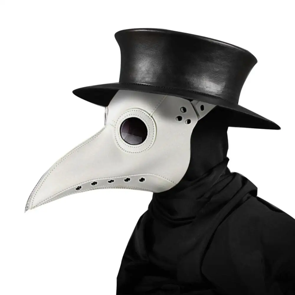 

Plague Doctor Cosplay Costume Mask Faux PU Leather Steampunk Bird Beak Mask Devil Death Halloween Fancy Dress Party Supplies