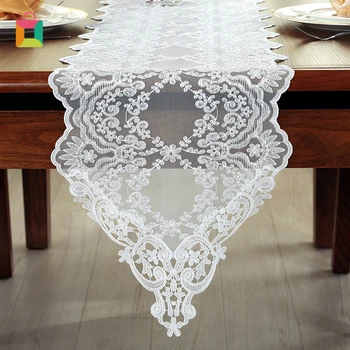 

Lace Table Runner Wedding Decoration White Table Flag Embroidered Tablecloths TV Cabinet Table Cover Cozy