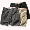 2021 Summer New Casual Shorts Men's Fashion Pure Cotton Washed Old Elastic Twill Fabric Business Knee Length Straight Pants 1