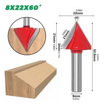 

8mm 3D V Engraving Bit CNC Milling Cutter Router Bits For Wood Tungsten Woodworking 60/90/120/150 degree Milling Cutter