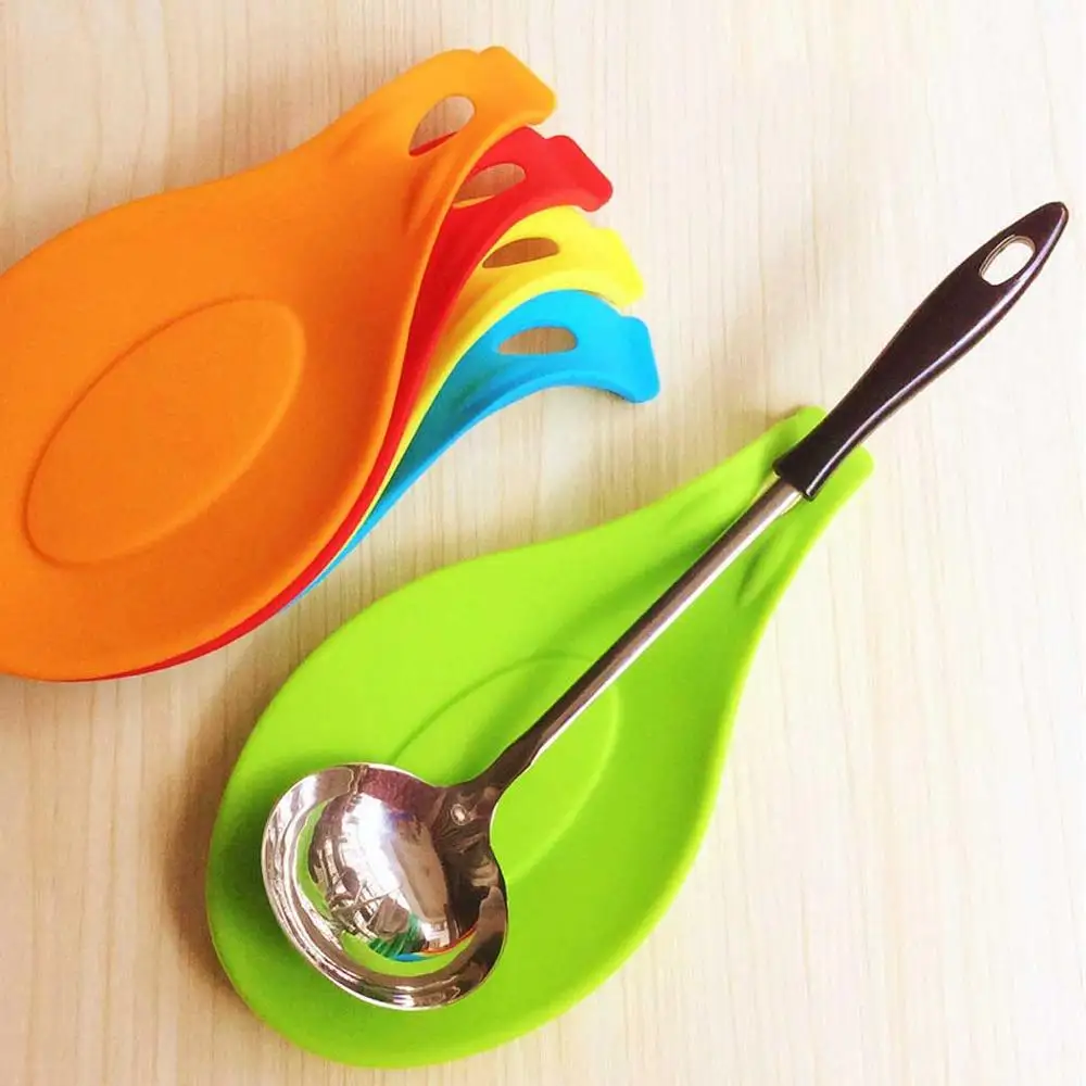 

ZKNOC 1pc Silicone Spoon Rest Heat Resistant Utensil Spatula Holder Tray Placemat Spoon Utensil Rest Cooking Tool Kitchen Tools