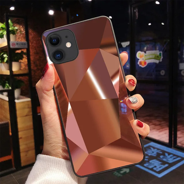 Роскошный Алмазный 3D зеркальный чехол для телефона KJOEW для iPhone 11 Pro Max X XR XS Max 8 7 6 6S Plus, классный чехол для iPhone 11, задняя крышка - Цвет: Rose Gold