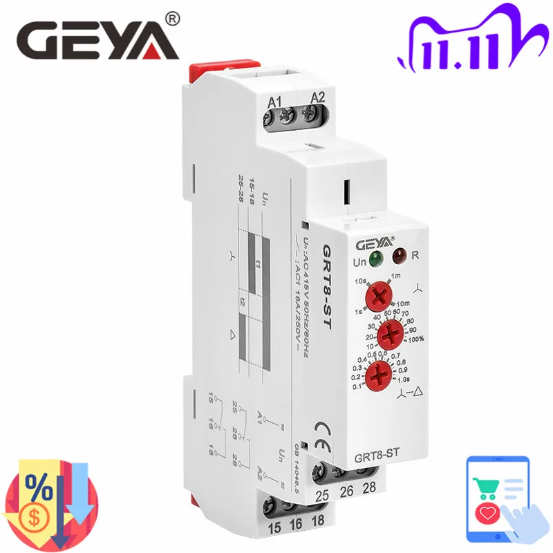 GRT8-ST задержка на звездном дельте таймер мягкий стартер AC230V 415V AC/DC12V-240V Delta релейный