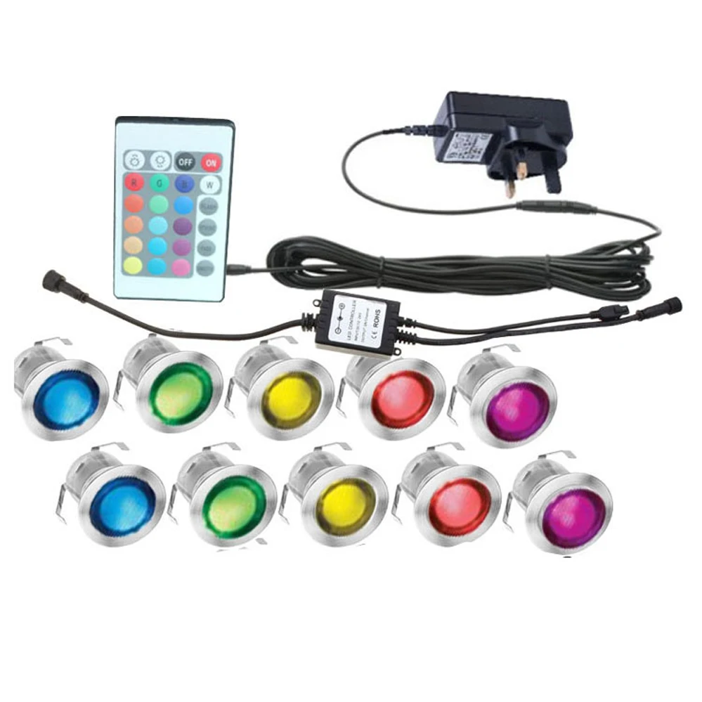

10pcs 12V LED Deck Light RGB WIFI App Remote Underground Lamp Warm White LED Spotlight For Garden Floor Light Landscape Lighting