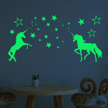 

Luminous Stickers Cartoon Unicorn Horse Star Pattern Creative Carved Fluorescent Sticker Wall Decal Luminous toy