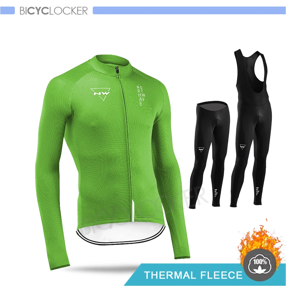 Northwave Warm Winter Thermal Fleece Cycling Clothes NW Men's Jersey Suit Outdoor Riding Bike MTB Clothing Pants Triathlon
