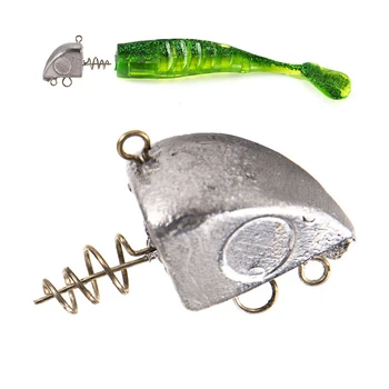 

High Quality Sharped Fish Lead Head plumb Soft Lure Worm with Spoon Spinner Fishing Pesca