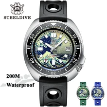 

STEELDIVE Men's Mechanical Watch Kanagawa Surf Dial Super Bright Luminous Waterproof SD1970J Classic Abalone Series Dive Watch