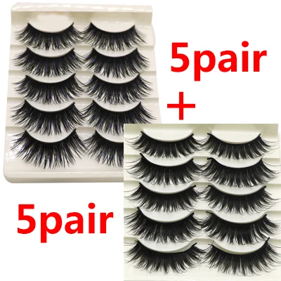 style 9-10Pair 5/10 пар 3D накладные ресницы из меха норки для Для женщин натуральный длинный толстый Поддельные ресниц для наращивания профессиональные ресницы принадлежности для макияжа - Цвет: style 9-10Pair