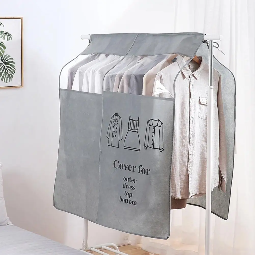Clothes Dust Cover Rack Hanging Cover Dust Proof For Home Bedroom Suit Coat Dress Garment Organizer Protector Non-woven