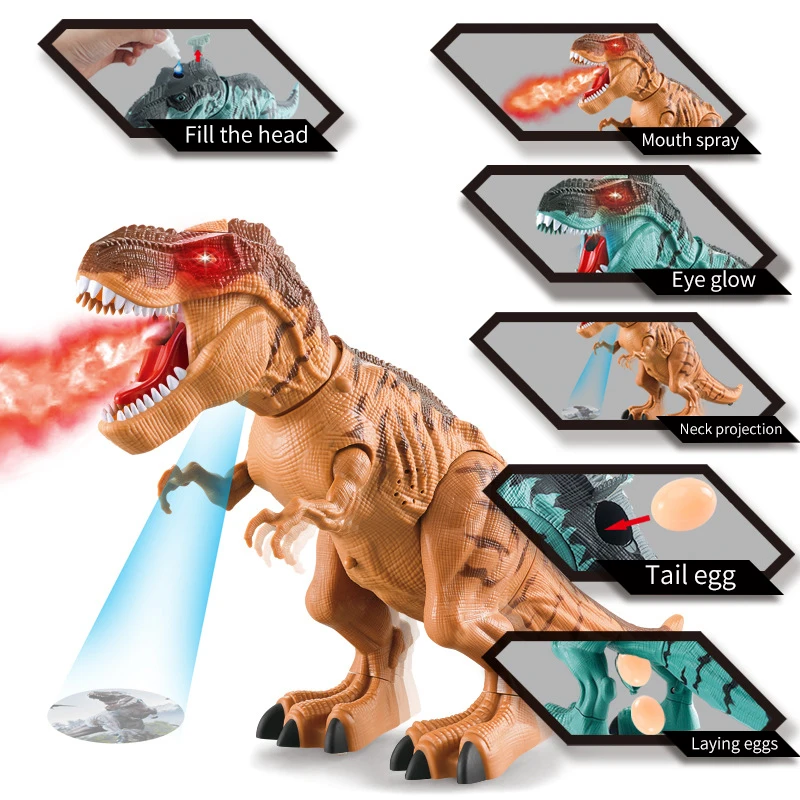 

Electric Walking Spray Dinosaur Model Kit Kids Swing Robot Toy Electronic Animal Model with Light Sound Toys Gift For Children