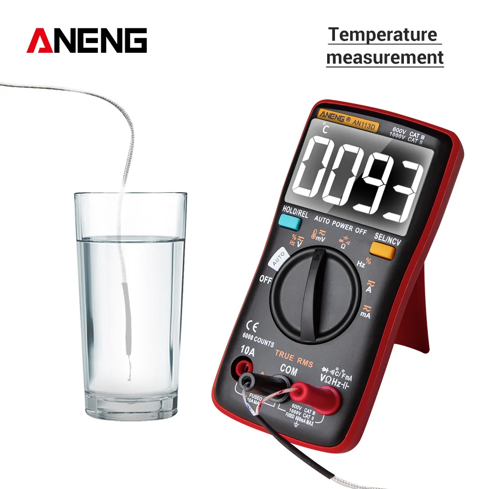 ANENG AN113D Digital Multimeter 6000 counts electrical meter transistor tester Auto Rang AC/DC voltage process calibrator