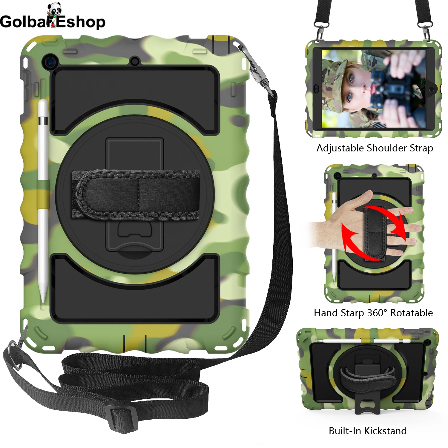 

360 Rotatable Case for iPad 9.7 Inch 2017 2018 Case For iPad Pro 9.7 For iPad 5 6 Air 2 Heavy Duty Rugged Shockproof Cover
