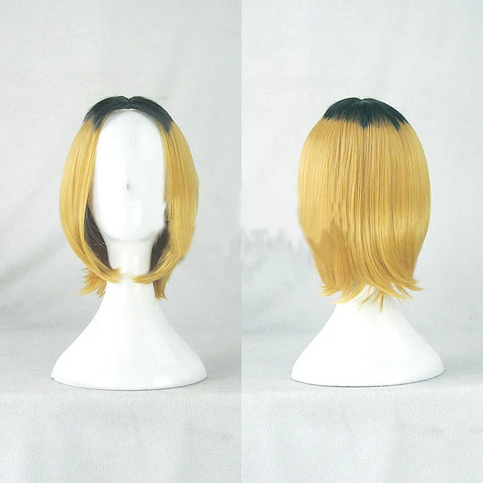 

Haikyu!! Kozume Kenma Cosplay Wigs Anime High-temperature Fiber Synthetic Hair Golden Mix Black Short Hair With free hair net