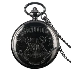 Бронзовый черный Хогвартс школьные карманные часы кварцевые кулон часы ожерелье цепь классический фильм "hp" Мужчины Женщины Дети Подарки