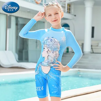 

Disney Frozen Princess Children's Swimsuit Girls Quick-drying Siamese Big Kids Surfing Suit Cute Swimming Suit