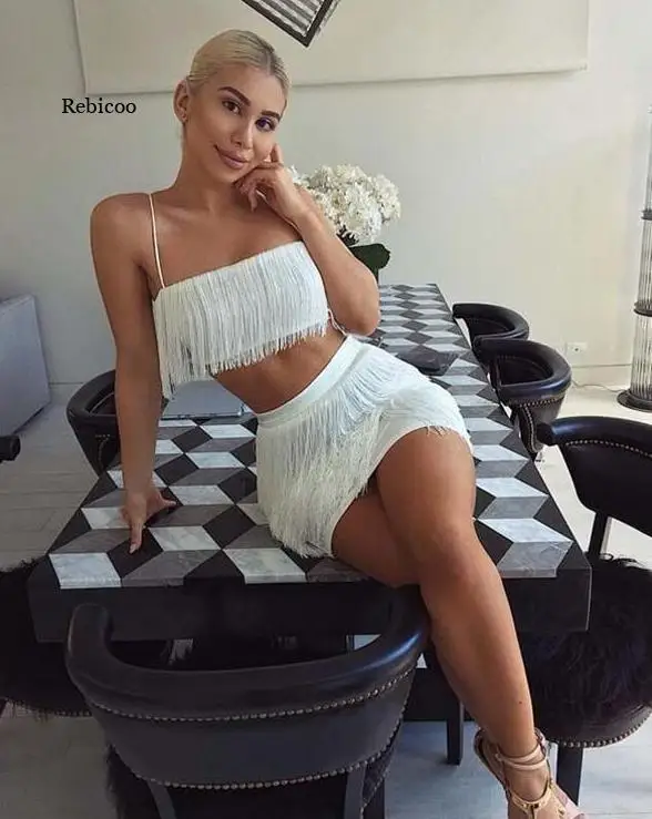 

New Women Summer Tassel Dress Elegant Club Party Dress Sexy Off Shoulder Tassel Embellished Mini Fringe Dress