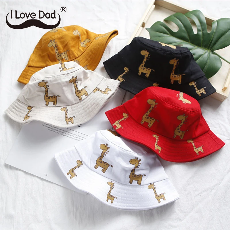 Girls Hat Bucket-Cap Panama-Caps Giraffe Baby Summer Kids Children Cartoon Cotton Sun-Hat