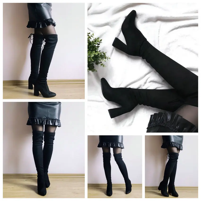 Stylesowner/Новинка года; женские ботфорты из флока; пикантная женская обувь на высоком каблуке со шнуровкой; сезон осень-зима; женские сапоги