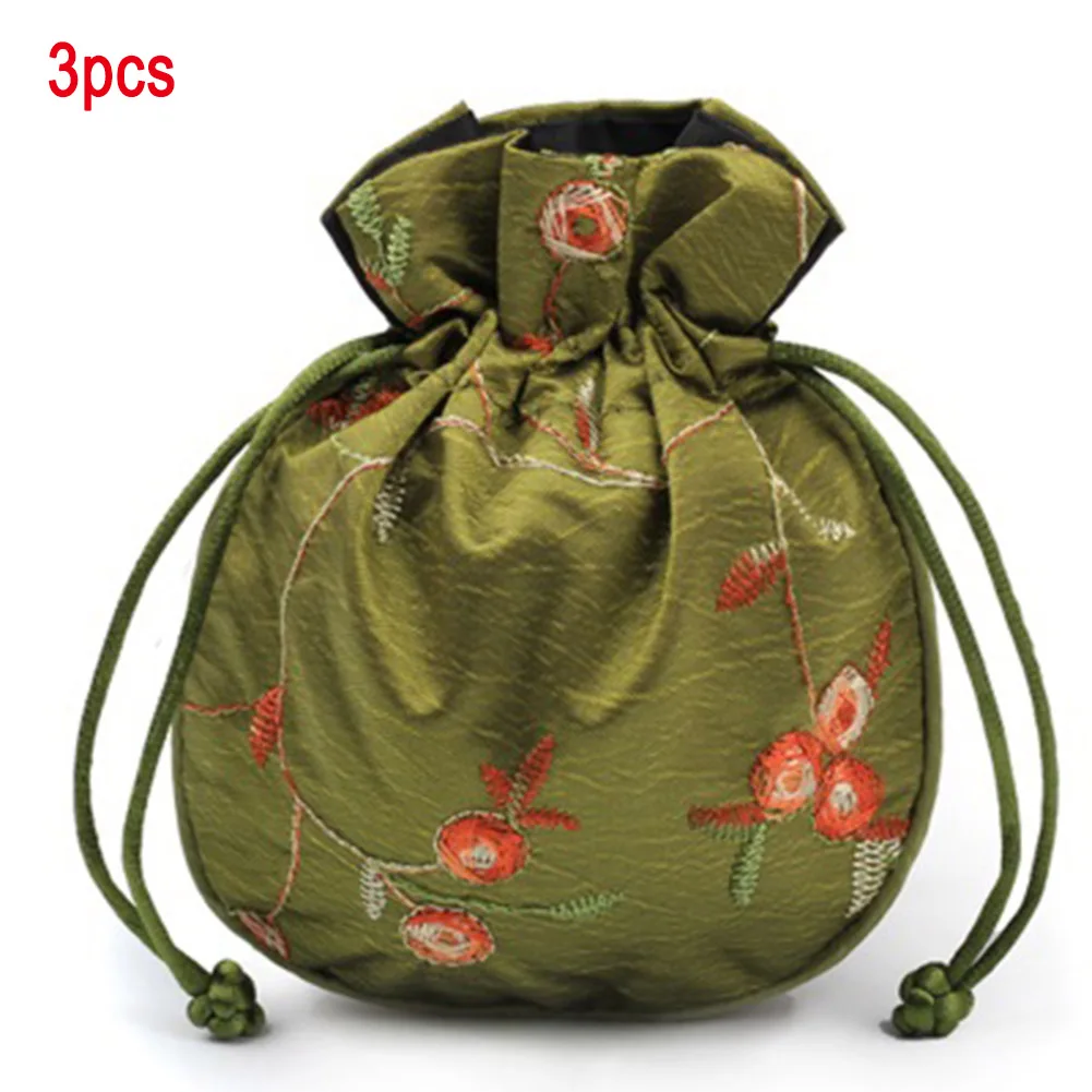 grass green 3 шт./компл. парча мешочек для ювелирных изделий с чехлом UV FLD CPL шнурок Подарочный кошелек для монет Сумки O66 - Цвет: grass green