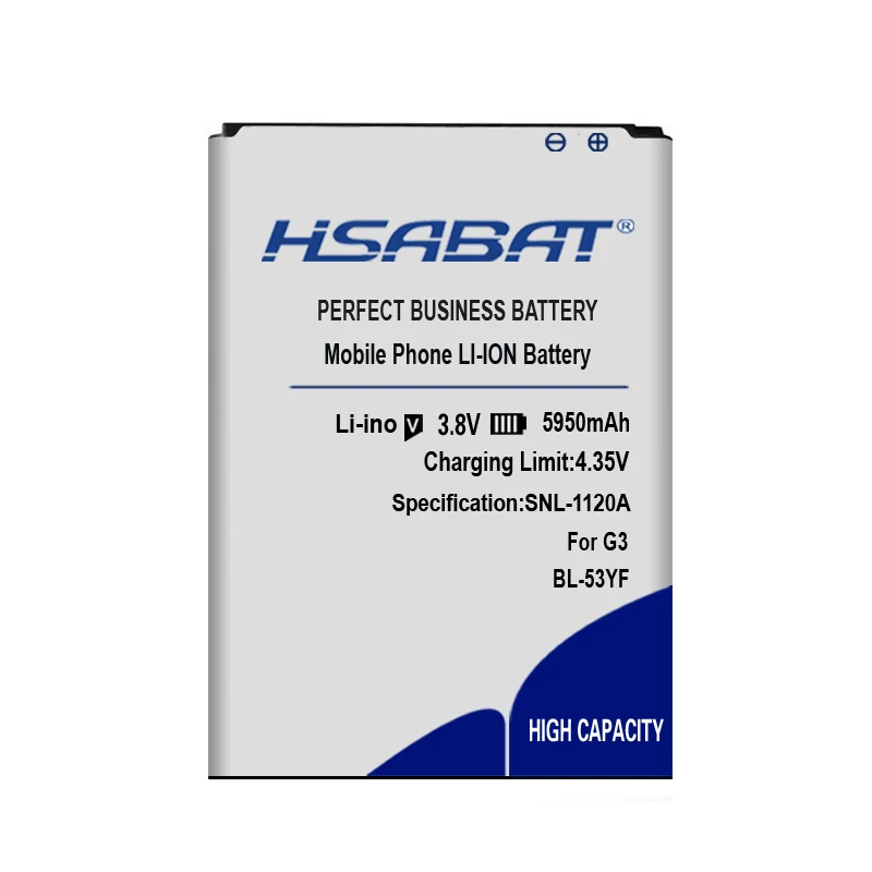 HSABAT 5950 мА/ч, Батарея для LG G3 D858 D855 D857 D859 D850 F400 F460 F470 D830 D851 VS985 Замена батареи Bateria