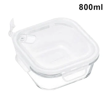 

Transparent Glass Lunch Box with Cover Microwave Oven Dedicated Square Storage Crisper HFing