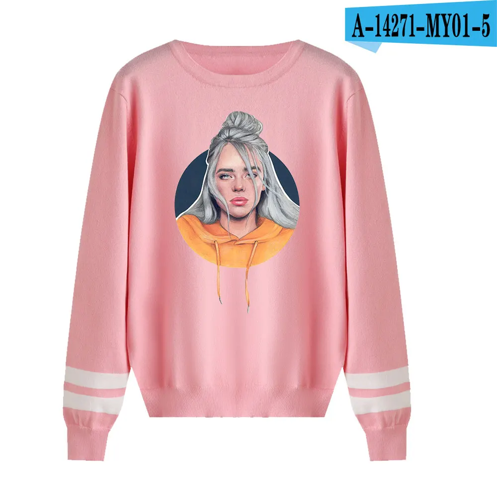 Вязаные свитера Billie Eilish, оригинальные модные пуловеры с принтом, осенне-зимний теплый свитер с круглым вырезом для мужчин и женщин, Повседневные свитера - Цвет: As picture