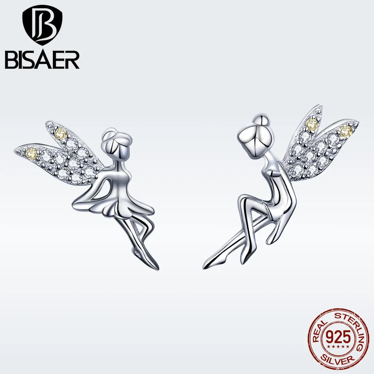 Женские серьги пусеты Bijoux Серьги в виде Ангела из серебра и 925 пробы GAE046