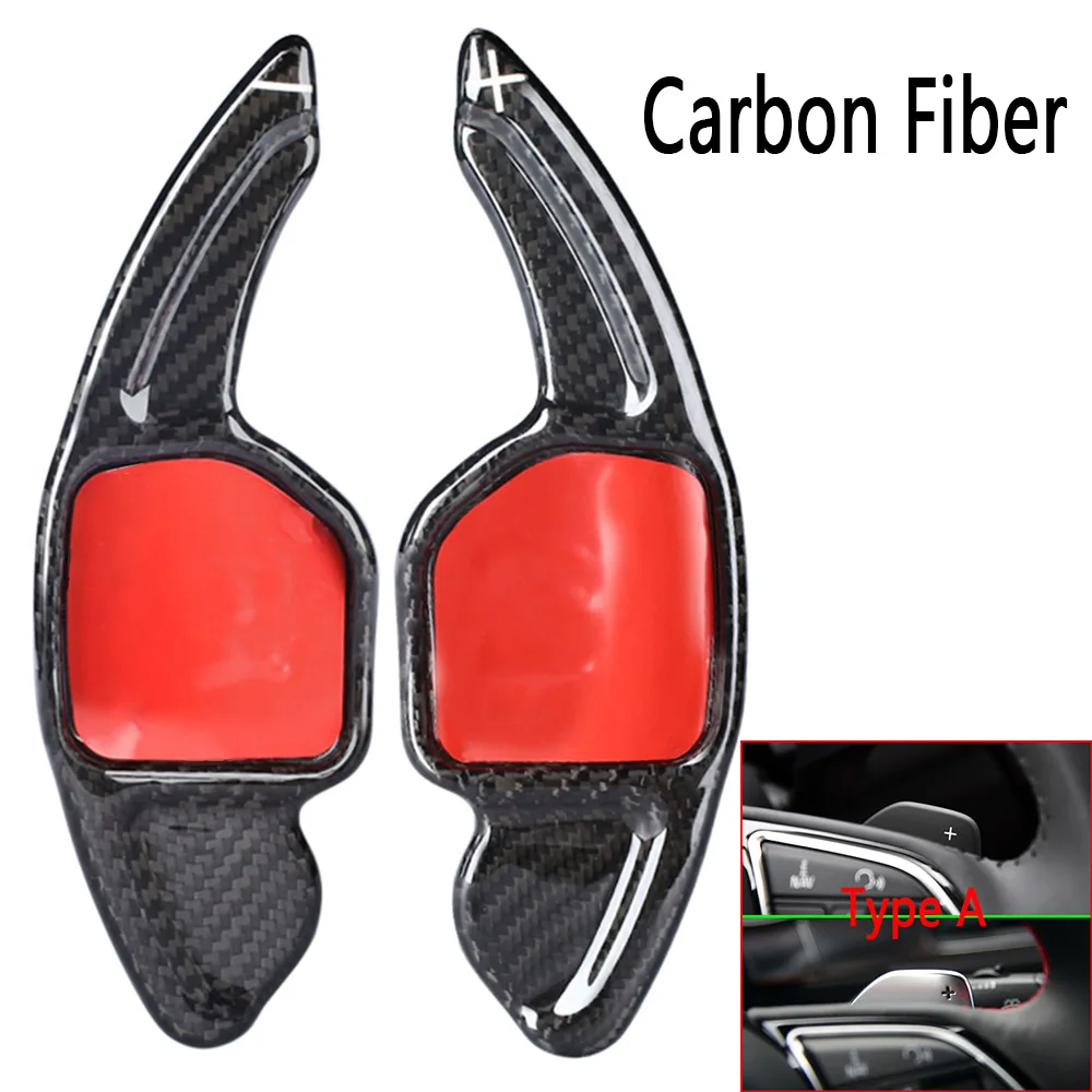 Type A carbon fibre Весла для Audi Q3 Q5 Q7 S3 S5 SQ5 SQ7 R8 A3 A4 A5 TT TTS рулевое колесо весла продлить DSG наклейки - Цвет: Type A carbon fibre