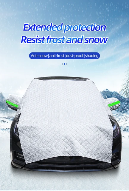  Couverture de pare-brise de voiture, 4 couches épaissie couverture  pare-brise hiver pliable couverture de pare-brise pour contre la neige, la  glace, le gel, la poussière, protection UV, 265 x 155