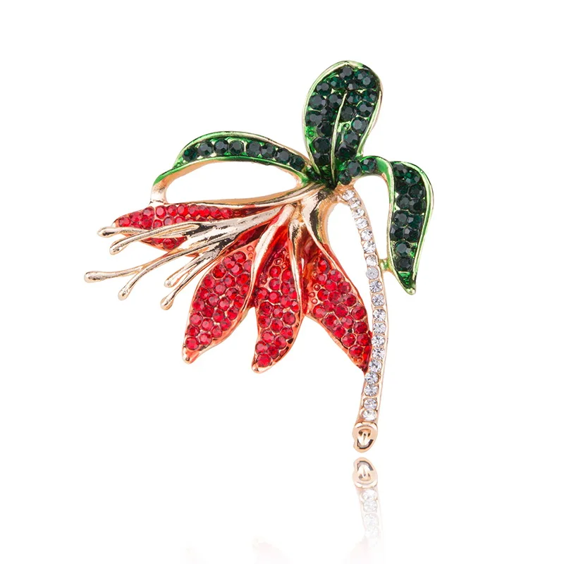 

Colorful Elegant Diamond Charm Flower Brooch Fashion Beautiful Romantic Brooch Jewelry Accessories High Quality Flower Brooch