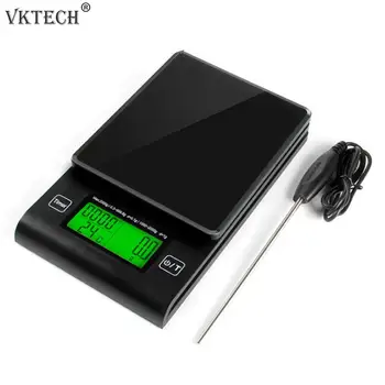

LCD Display Coffee Scale with Timer Temperature Probe Digital Kitchen Scale Multifunctional Electronic Scale Kitchen Accessories