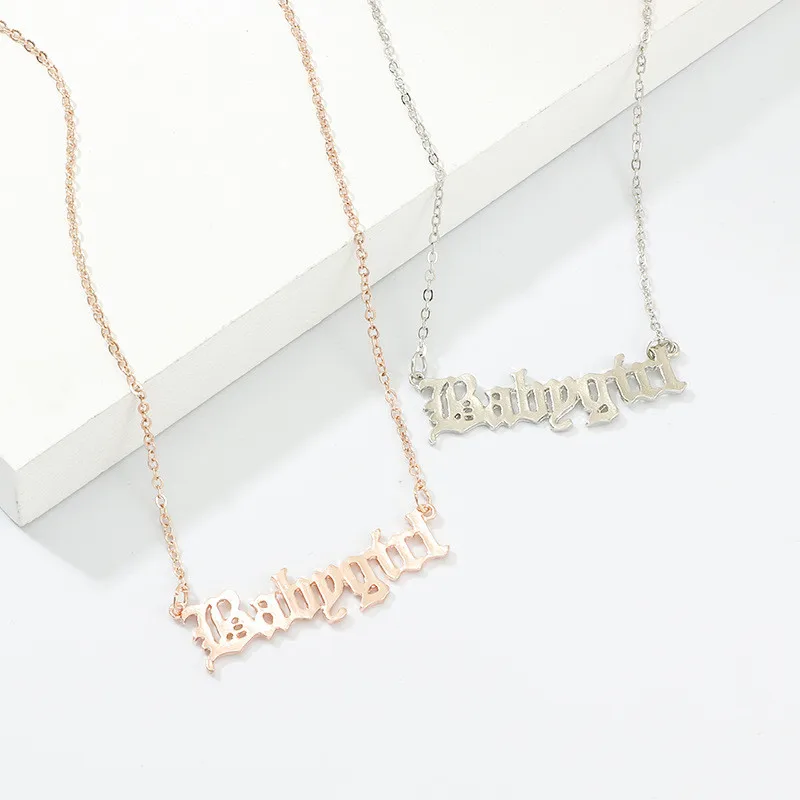 Любое персонализированное имя ожерелье кулон из сплава письмо Babygirl шрифт завораживающий кулон пользовательское имя ожерелье персонализированное ожерелье