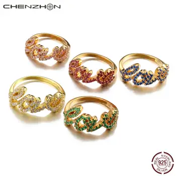 

CHENZHON Love Letter Rings For Women Anniversary Gift 100% 925 Sterling Silver Finger Ring Charms Cute Wedding Box Pack