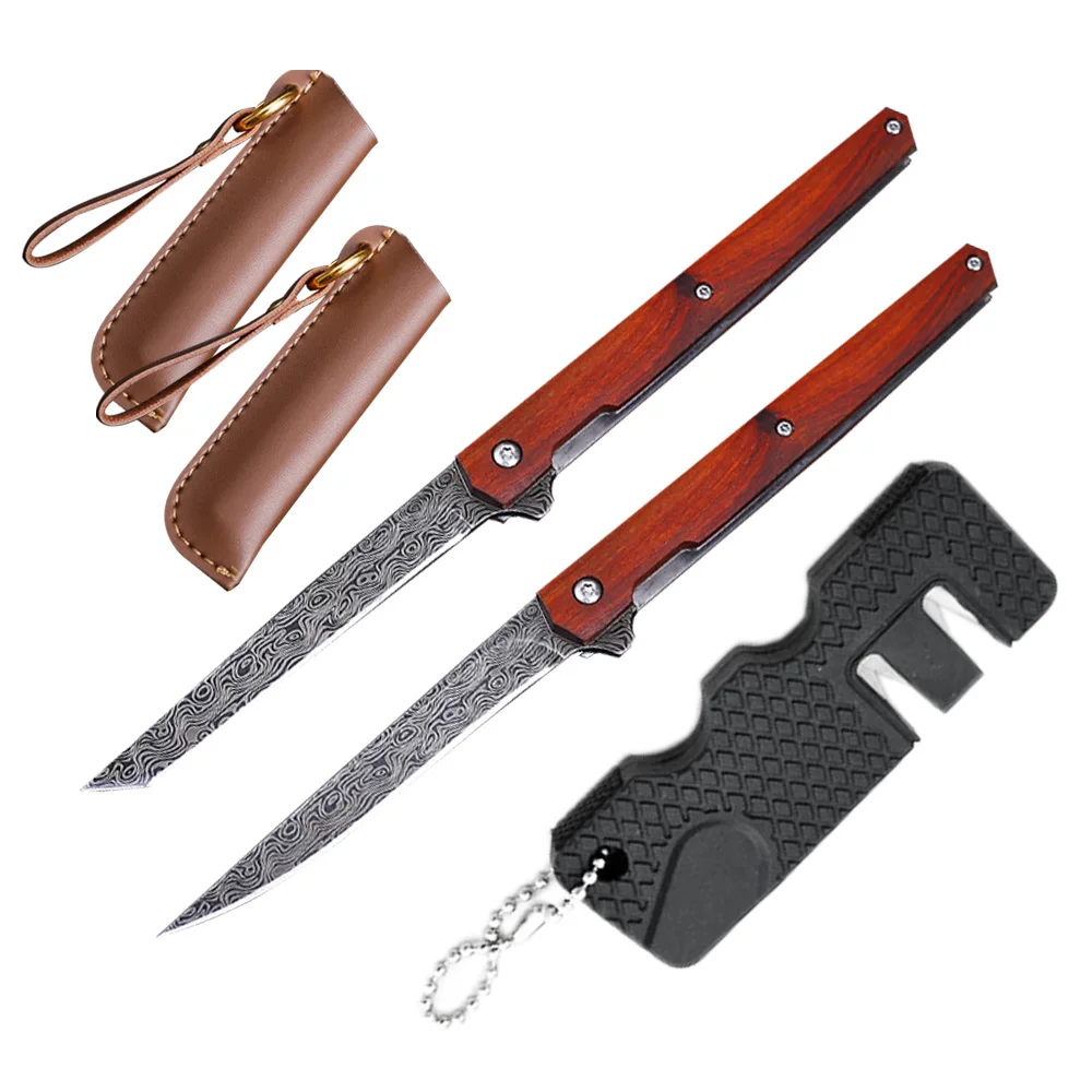 Flipper M390 Folding Knife Blade Mini Folding Pocket Knife Wood Handle Rescue Outdoor Camping Knives Hunting Knife Survival