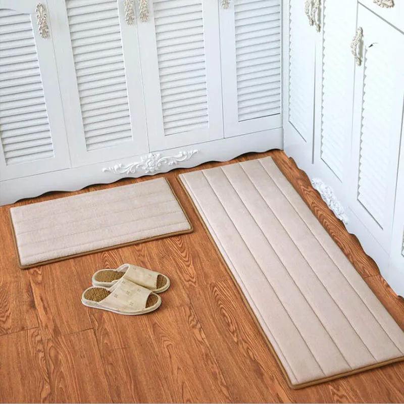 beige stripe Кухонные длинные коврики Нескользящие впитывающие ванная комната пол половик дверной коврик в спальню мягкая офисная скатерть для ног - Цвет: beige stripe