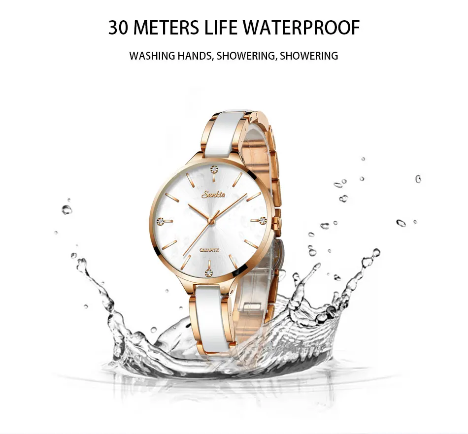 Оригинальные швейцарские SUNKTA Брендовые женские часы с керамическим ремешком модные повседневные водонепроницаемые женские часы Спортивные кварцевые наручные часы