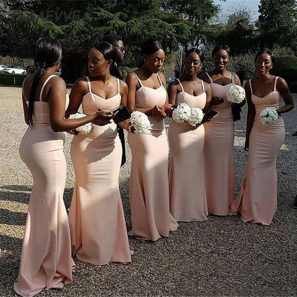 2019-New-African-Bridesmaid-Dresses-Spaghetti-Strap-Mermaid-Elastic-Satin-Simple-Long-Wedding-Guest-Dress-Cheap