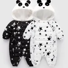 Новинка; брендовые зимние детские комбинезоны с пандой; комбинезон; Одежда для новорожденных девочек и мальчиков; зимний комбинезон на утином пуху; детская зимняя одежда