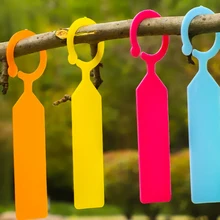 

100Pcs Hanging Ring Buckle Gardening Label Waterproof Reusable Plastic Nursery Pot Stake Greenhouse Bonsai Plants Marker Tags