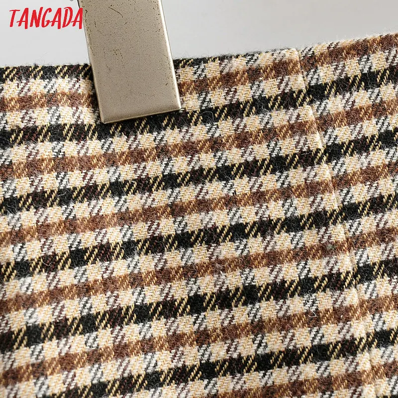 Tangada, Женская клетчатая мини юбка, faldas mujer, винтажная, на молнии сзади, офисная, для девушек, элегантная, шикарная, короткая юбка, QJ130