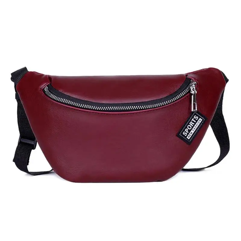 Простая Сумка на грудь из искусственной кожи, Женская Повседневная сумка на молнии, женская сумка для отдыха, большая однотонная сумка через плечо - Цвет: Purple Red